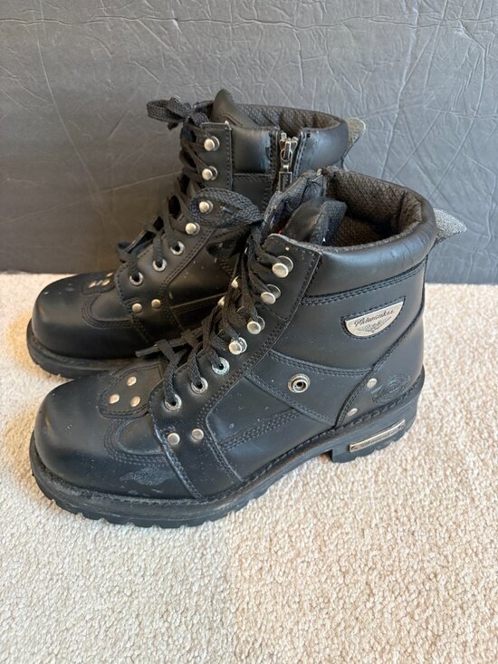 Milwaukee Motorcycle Boots Men\'s Size 10D Black MB433 Side Zip main image 5